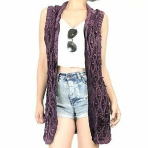 Nine West America Cable Knit Sweater Cardigan Vest